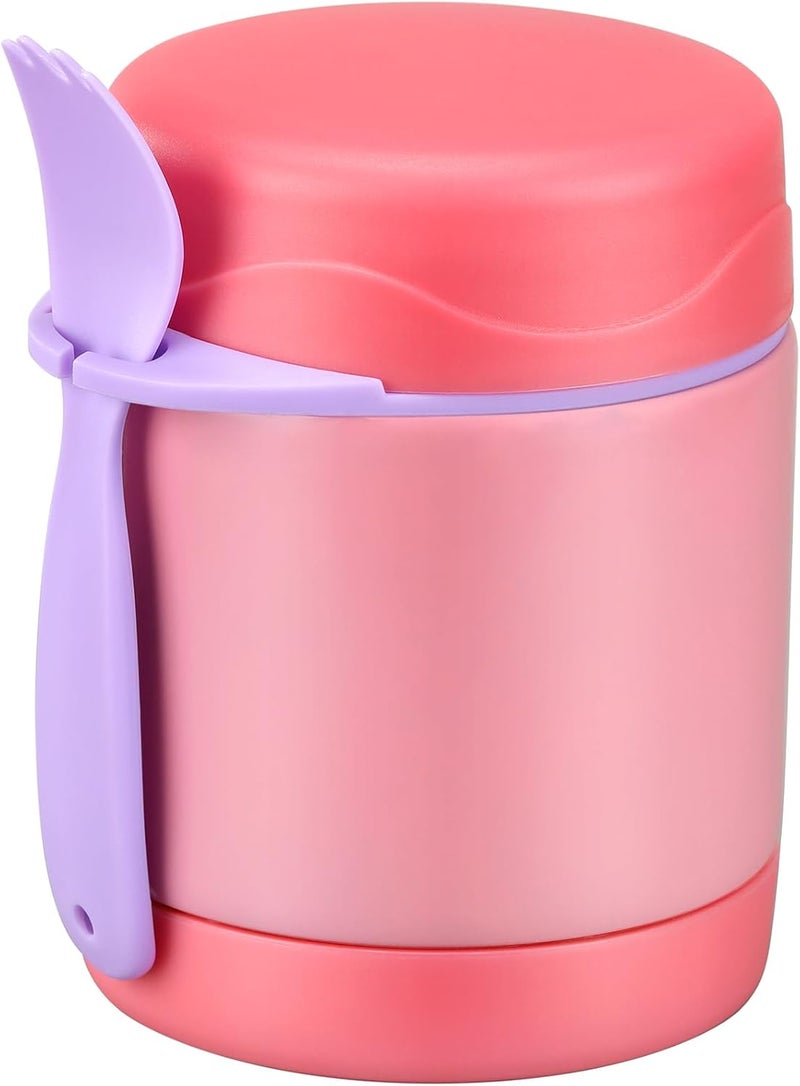 Howeemo 10oz Soup Thermo for Hot Food Kids, Insulated Food Jar with Spoon, Leak Proof Stainless Steel Wide Mouth Lunch Food Thermo Jar for School (Pink) - Image 1